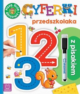 KSIĄŻECZKA 1, 2, 3 CYFERKI PRZEDSZKOLAKA Z PISAKIEM PISZĘ LICZĘ ZMAZUJĘ 2564 AKSJOMAT