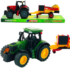 DUŻY ZESTAW TRAKTOR CIĄGNIK Z MASZYNĄ 37CM NAPĘD FRYKCYJNY FARMA