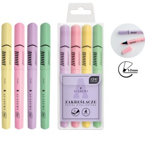 ZESTAW 4 ZAKREŚLACZY PASTELOWE ACADEMY 0039 INTERDRUK