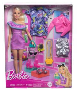 LALKA BARBIE MODOWA Z UBRANKAMI I AKCESORIAMI HYT61-4 MATTEL