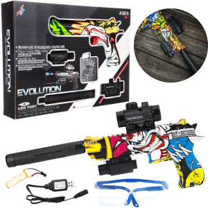 PISTOLET NA BATERIE AUTOMAT NA KULKI ŻELOWE WODNE + LUFA I OKULARY