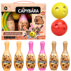 KRĘGLE Z KAPIBARĄ KOLOROWE GRA ZRĘCZNOŚCIOWA 15,5CM KULA BOWLING DLA DZIECI