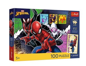 PUZZLE 100 ELEMENTÓW MARVEL BOHATERSKI PAJĄK Z PLAKATEM 16557 TREFL