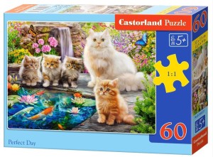 PUZZLE 60 ELEMENTÓW PERFECT DAY DZIEŃ IDEALNY KOTKI B-066377 CASTORLAND 