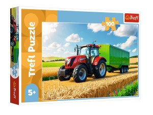 PUZZLE 100 ELEMENTÓW MASZYNY ROLNICZE TRAKTOR Z PRZYCZEPĄ 16494 TREFL
