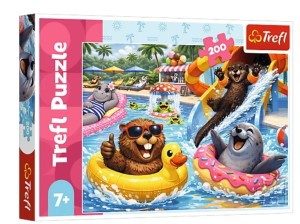 PUZZLE 200 ELEMENTÓW BOBRZE SPRAWY ZABAWA W AQUAPARKU 13372 TREFL