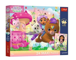 PUZZLE 24 ELEMENTY MAXI KOCI DOMEK GABBY GABBY NA RATUNEK Z PLAKATEM 14389 TREFL