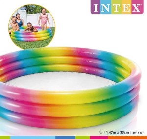 BASEN BRODZIK DMUCHANY OKRĄGŁY KOLOROWY TĘCZOWY 147 X 33 SP58439 INTEX 