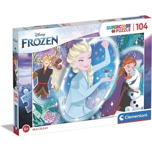 PUZZLE 104 ELEMENTY SUPER COLOR FROZEN II KRAINA LODU 25737 CLEMENTONI