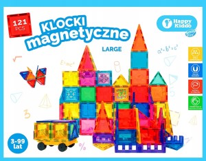 KLOCKI MAGNETYCZNE 121 ELEMENTÓW DO BUDOWANIA 3D SP85595 HAPPY KIDDO 