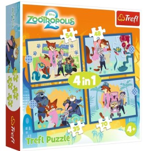 PUZZLE 4W1 ZOOTOPIA PEŁNA PRZYGÓD 34677 TREFL