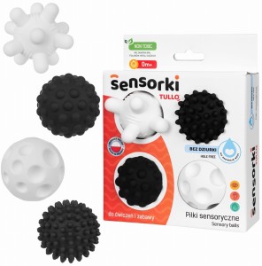 PIŁKI SENSORYCZNE SENSORKI 4 SZT BEZ DZIURKI CZARNO-BIAŁE 805 TULLO