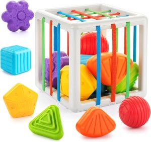 KOSTKA ELASTYCZNA Z GUMKAMI SENSORYCZNA SORTER KWADRAT GUMKI