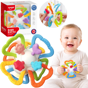 GRZECHOTKA GRYZAK SENSORYCZNA KOLOROWA OBROTOWA WYPUSTKI 2W1 MONTESSORI