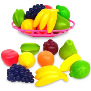 OWOCE W KOSZYKU PLASTIKOWE DO ZABAWY AKCESORIA KUCHNIA DLA DZIECI