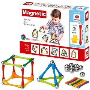 KLOCKI MAGNETYCZNE EDUKACYJNE KREATYWNA UKŁADANKA 40 SZT MAGNETIC STICKS