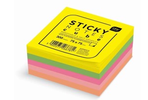 BLOK KARTECZKI SAMOPRZYLEPNE NEON 75X75MM 300 KARTEK 1 SZT 6781 INTERDRUK
