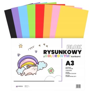 BLOK RYSUNKOWY Z KOLOROWYMI KARTKAMI A3 16 KARTEK 4030 WEKTOR