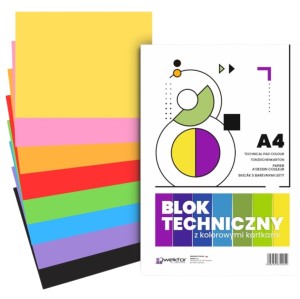 BLOK TECHNICZNY SZKOLNY A4 KOLOROWY 8 KARTEK 4054 WEKTOR