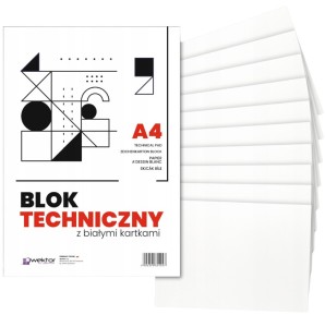 BLOK TECHNICZNY A4 BIAŁY 10 KARTEK 140G 4047 WEKTOR