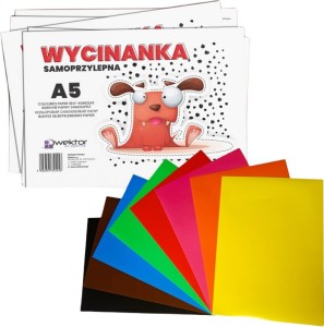 PAPIER KOLOROWY WYCINANKA KOLOROWA A5 SAMOPRZYLEPNY 8 KARTEK 5556 WEKTOR