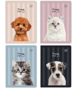ZESZYT A5 32 KARTKI W KRATKĘ 70G UV PUPPY SIGN MIX WZORÓW 3911 INTERDRUK