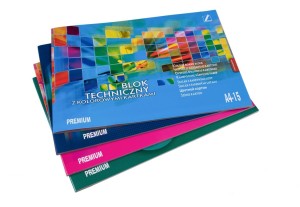 BLOK TECHNICZNY A4 15 KARTEK PREMIUM KOLOROWY 0324 KRESKA