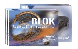 BLOK TECHNICZNY A4 10 KARTEK BIAŁY 250G 1671 KRESKA