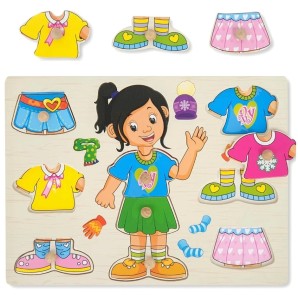 EDUKACYJNE DREWNIANE PUZZLE UKŁADANKA DZIEWCZYNKA MONTESSORI