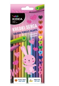 KREDKI OŁÓWKOWE SERCA 12 KOLORÓW KS12KKA KIDEA