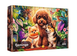 PUZZLE 600 ELEMENTÓW FLAMINGO PSY W ORANŻERII 12205 TREFL
