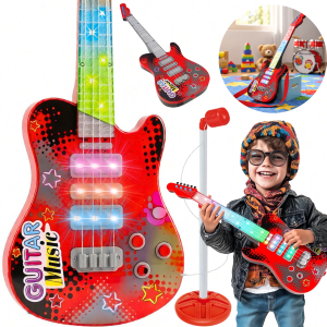 GITARA Z MIKROFONEM ŚWIATŁO DŹWIĘK ZESTAW DLA DZIECI DO KARAOKE INSTRUMENT