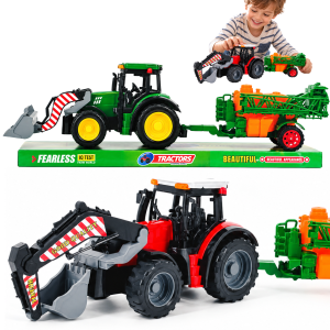 DUŻY TRAKTOR CIĄGNIK ROLNICZY Z MASZYNĄ ŁADOWACZEM KOPARKĄ I OPRYSKIWACZEM