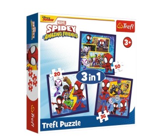 PUZZLE 3W1 PRZYGODY SPIDEYA I PRZYJACIÓŁ 34892 TREFL
