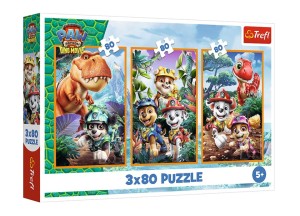 PUZZLE 3X80 ELEMENTÓW PSI PATROL BOHATEROWIE DINOZAURÓW 34905 TREFL
