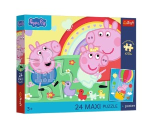 PUZZLE 24 ELEMENTY MAXI PREMIUM ŚWINKA PEPPA ŚWINKOWE DNI Z PLAKATEM 14387 TREFL