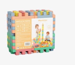 KLOCKI KONSTRUKCYJNE KOSTKA DUŻE WAFLE PASTELOWE 24 ELEMENTY 909874 MARIOINEX