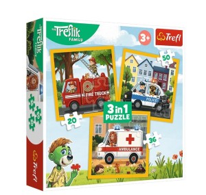 PUZZLE 3W1 RODZINA TREFLIKÓW RADOSNE UŚMIECHY 34904 TREFL