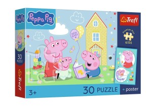 PUZZLE 30 ELEMENTÓW PREMIUM PEPPA MA PLAN ŚWINKA PEPPA Z PLAKATEM 18345 TREFL