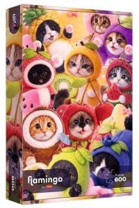 PUZZLE 600 ELEMENTÓW FLAMINGO OWOCOWE KOTKI 12203 TREFL