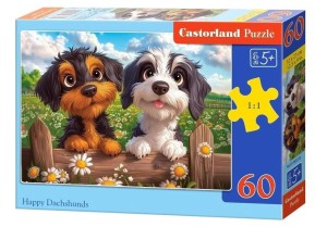 PUZZLE 60 ELEMENTÓW HAPPY DUCHHUNDS SZCZĘŚLIWE PIESKI B-066353 CASTORLAND