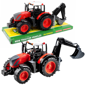 DUŻY TRAKTOR CIĄGNIK Z KOPARKĄ 32CM AUTO Z NAPĘDEM FRYKCYJNYM FARMA