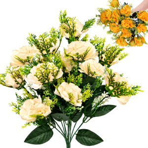 BUKIET SZTUCZNE KWIATY RÓŻE Z ZIELONYMI LISTKAMI 48CM FlovioDecor