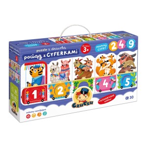 PUZZLE Z DZIURKĄ 30 ELEMENTÓW POCIĄG Z CYFRAMI 4874 CZUCZU