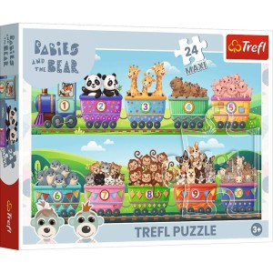 PUZZLE MAXI 24 ELEMENTY ŚWIAT MAŁYCH PRZYGÓD POCIĄG ZE ZWIERZĄTKAMI 14383 TREFL