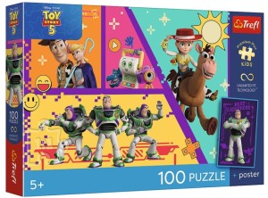 PUZZLE 100 ELEMENTÓW PREMIUM TOY STORY 5 ZABAWKI W AKCJI Z PLAKATEM 16556 TREFL