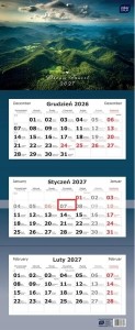 KALENDARZ ŚCIENNY TRÓJDZIELNY NA ROK 2027 82,5X34CM WIDOKI 7362 INTERDRUK