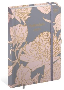 KALENDARZ KSIĄŻKOWY TERMINARZ NA ROK 2027 A5 METALLIC PEONY 6938 INTERDRUK